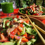 Cold spicey beef salad taken for lunch at work