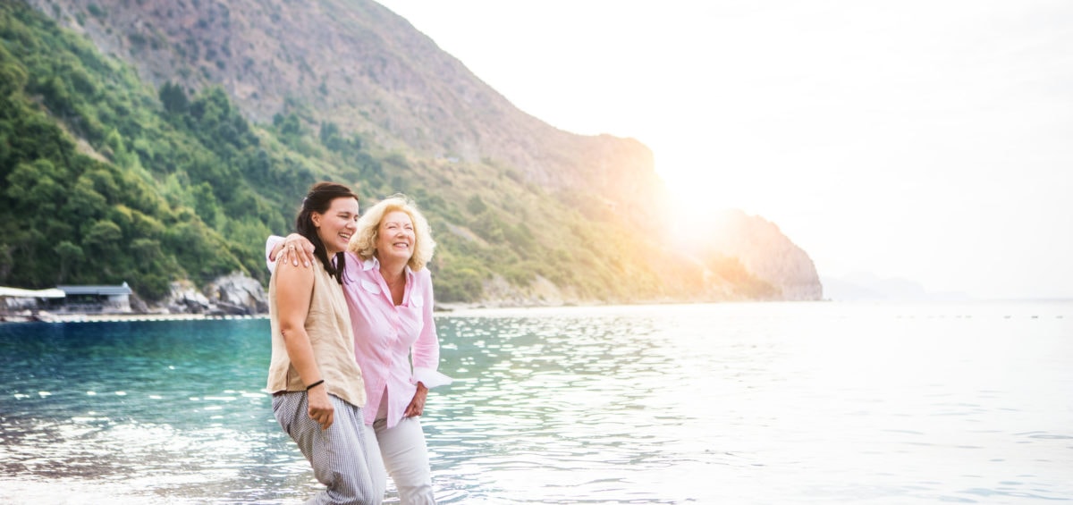 Two women enjoying the beach